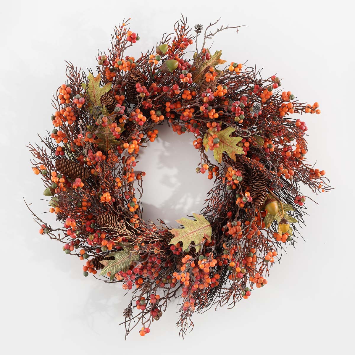 Faux 26 Inch Berry, Acorn, Pine Cone & Oak Leaf Wreath | Safavieh - FXP1054 - Multi