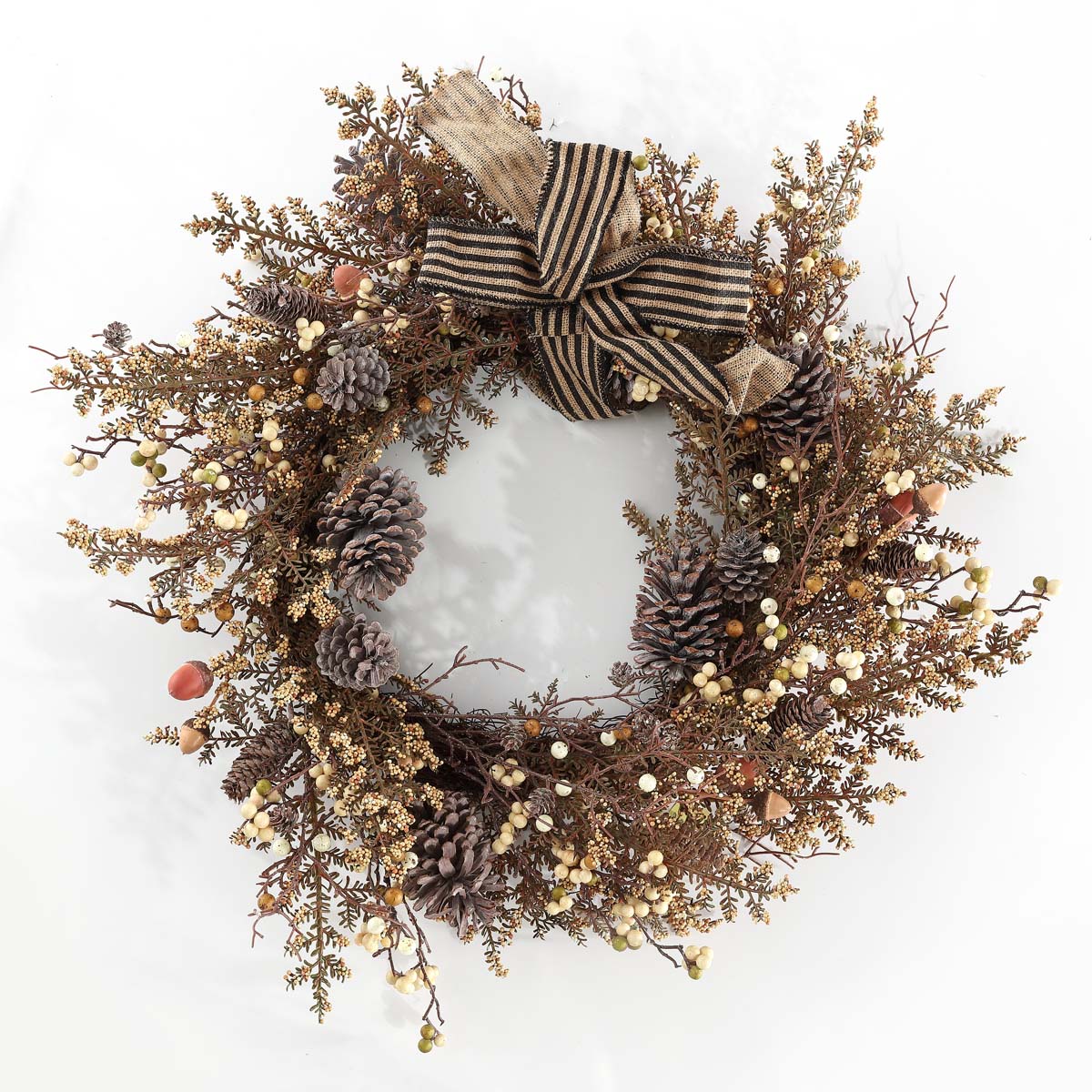 Faux 31 Inch Berry & Pine Cone Wreath W/ Bow | Safavieh - FXP1055 - Multi