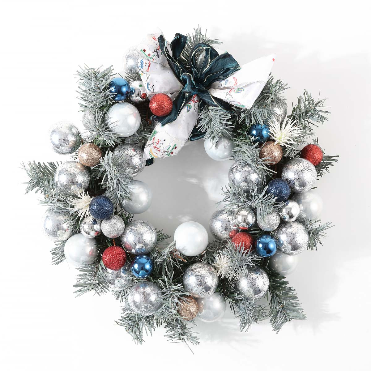 Faux 20 Inch Pine Led Wreath w/ Ornaments | Safavieh - FXP1086 - Multi