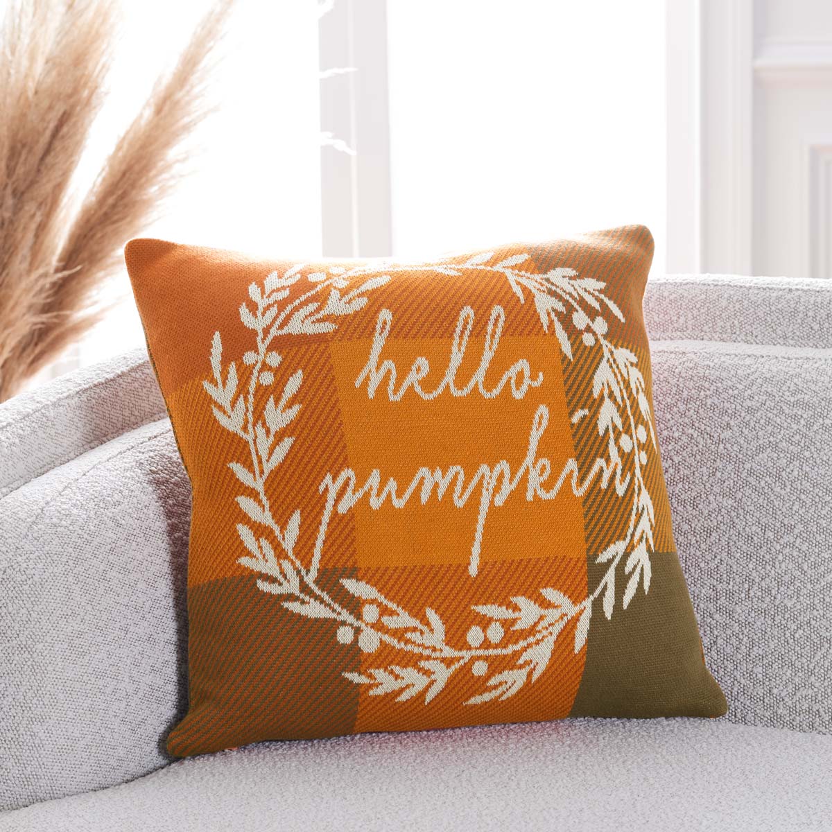 Hello Pumpkin Pillow | Safavieh - HOL3213 - Orange