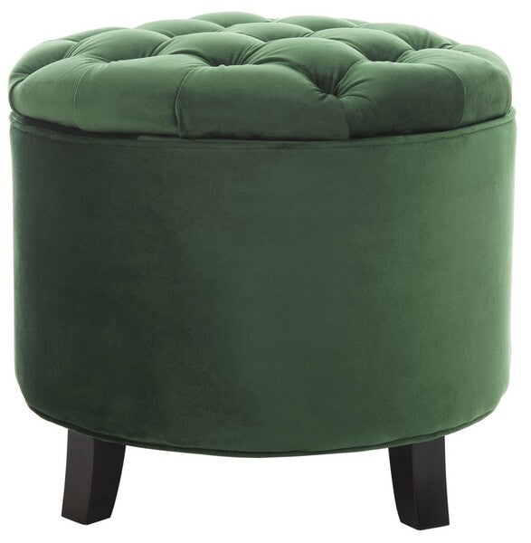 Amelia Tufted Storage Ottoman, HUD8220 | Safavieh - Emerald