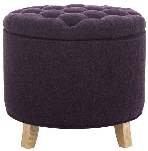 Amelia Tufted Storage Ottoman, HUD8220 | Safavieh - Plum