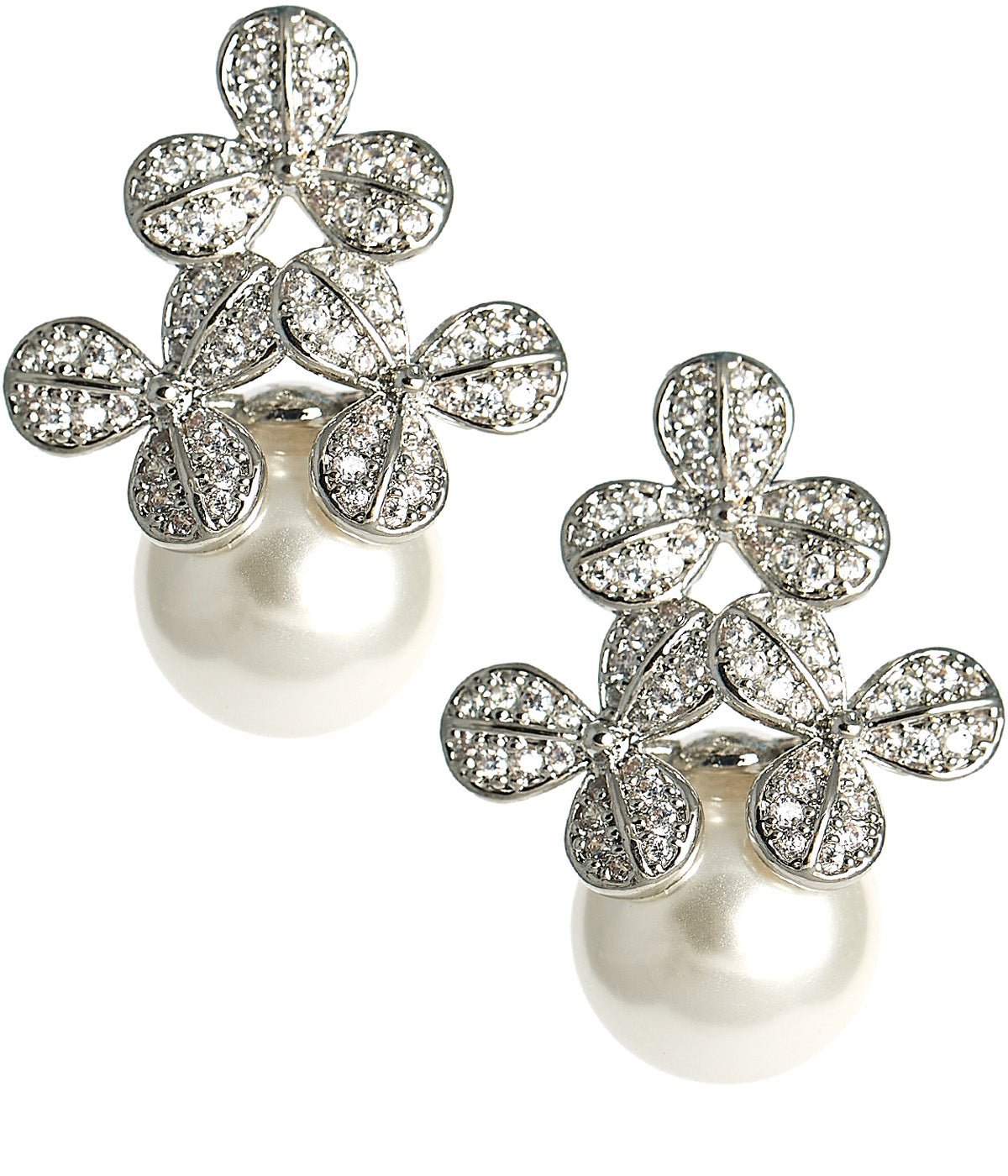 Kennedy Earrings - Rhinestone & Pearl- 18k Gold Plated - Kristin Kennedy Collection