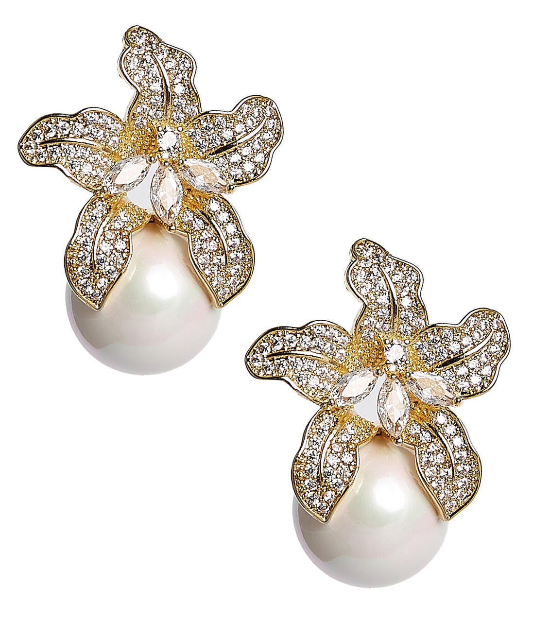 Beth - Rhinestone & Pearl Stud