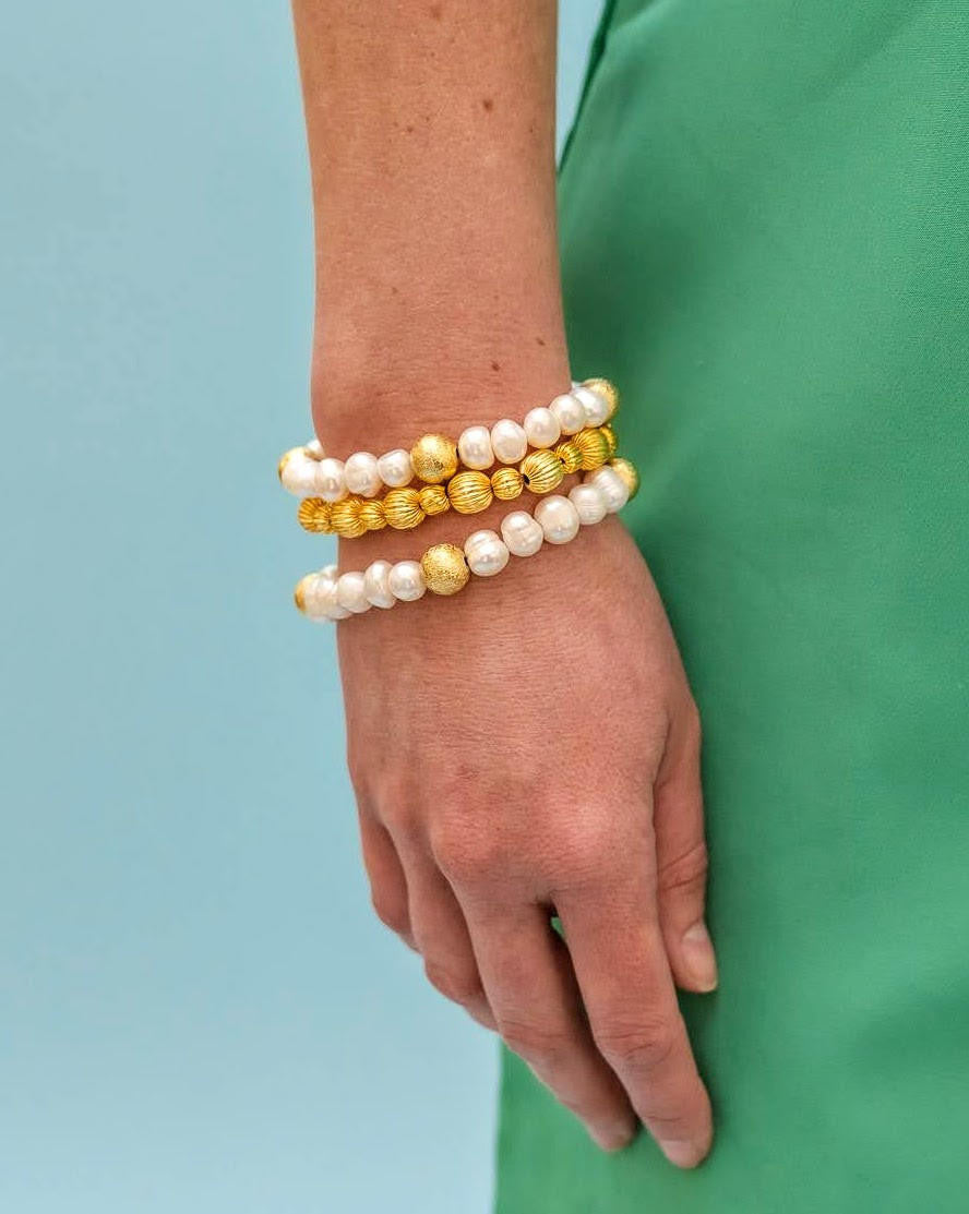 Georgia Beaded Bracelet - Freshwater Pearl and 10mm