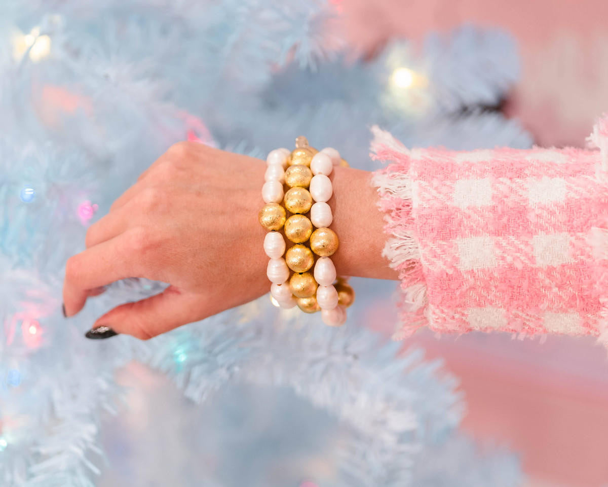 Georgia Beaded Bracelet - Freshwater Pearl and 14mm
