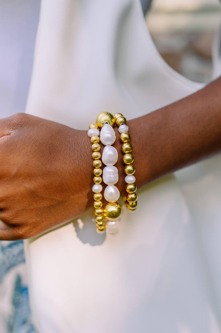 Georgia Beaded Bracelet - Freshwater Pearl and 14mm