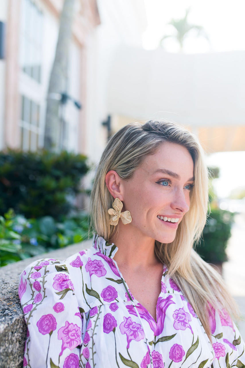 Kaia - Raffia Flower Earring