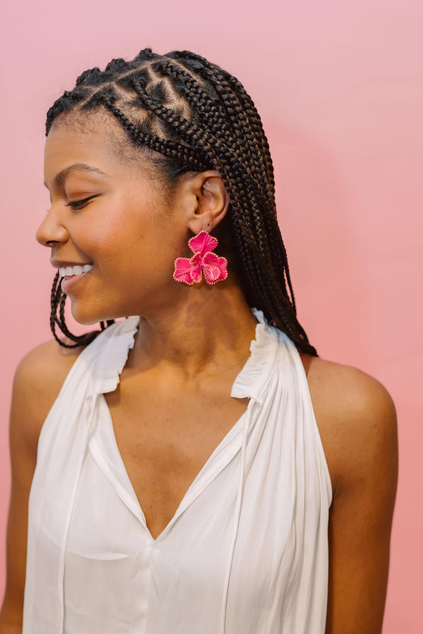 Kaia - Raffia Flower Earring