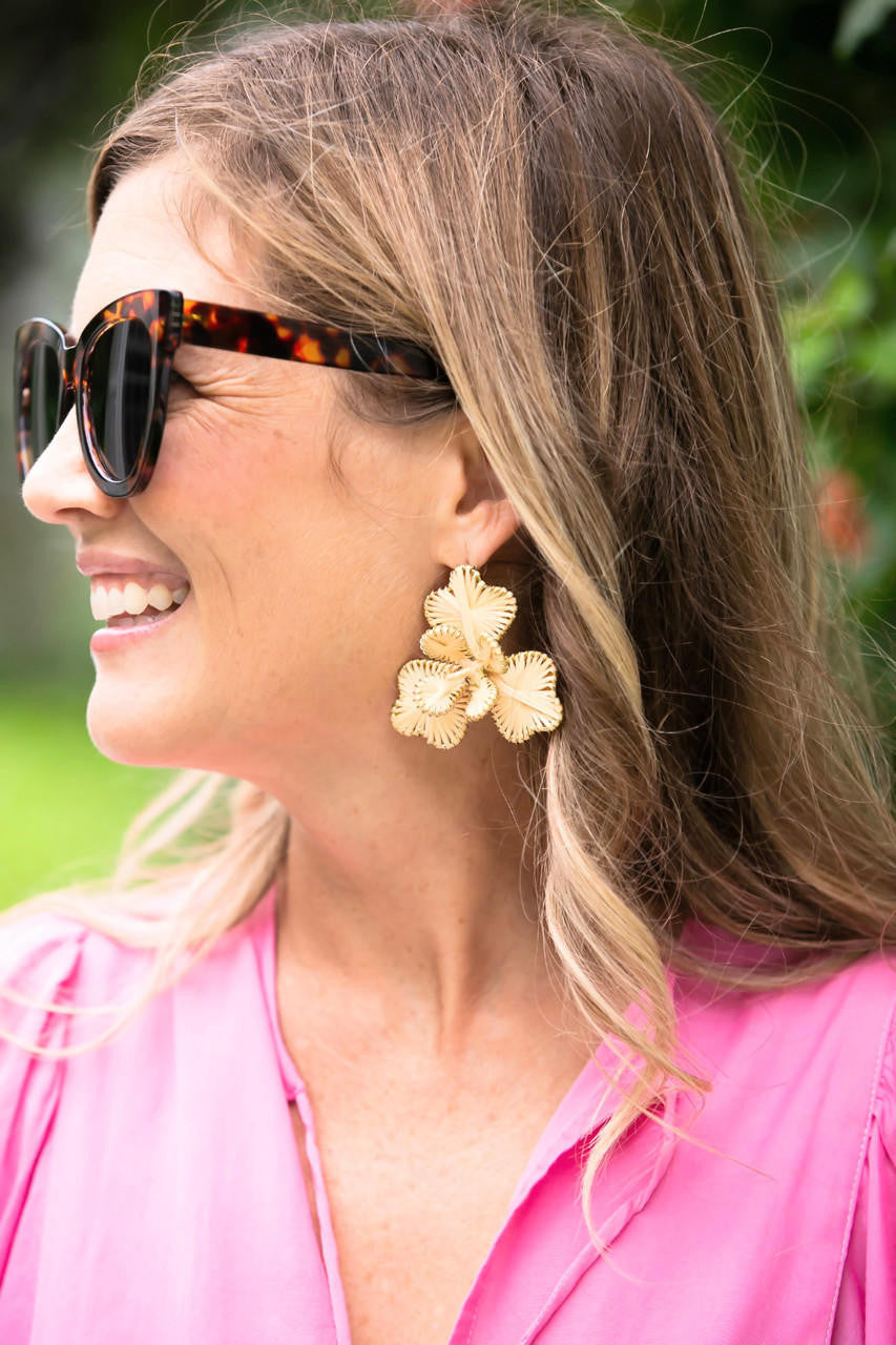 Kaia - Raffia Flower Earring