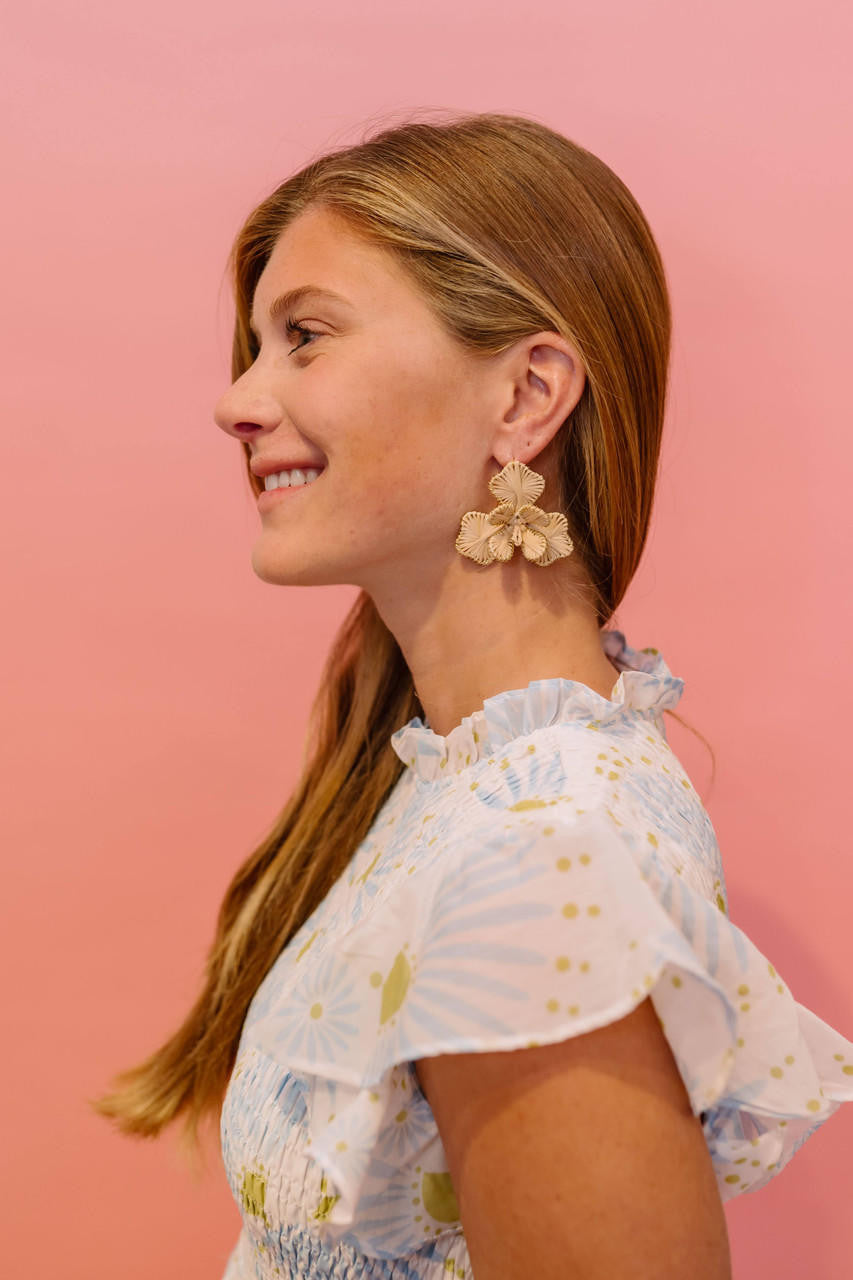 Kaia - Raffia Flower Earring