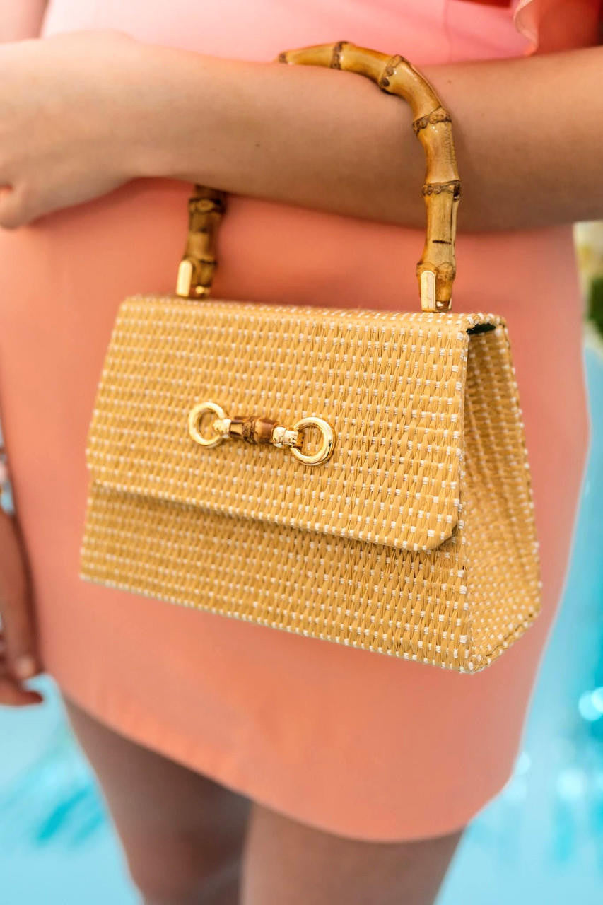 Straw Lulu Bag with Bamboo Handle