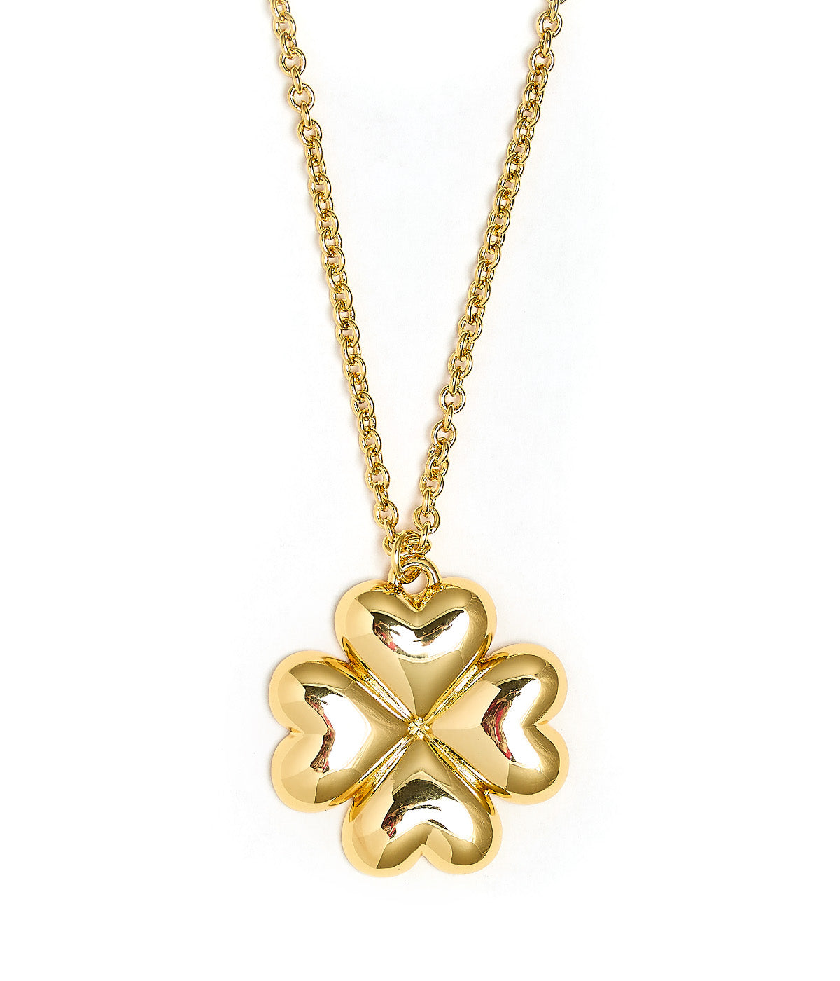Puffy Shamrock Necklace with gold chain - 18k Plated Necklace