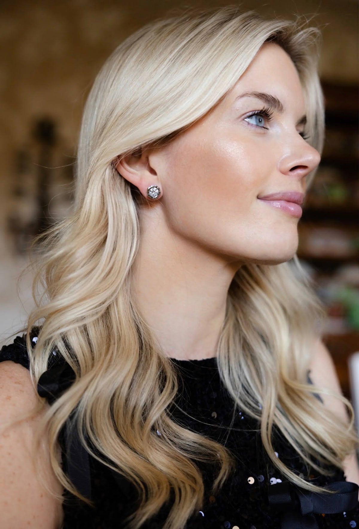 Margot - Bezel Textured Stud Earring - 18k Gold Plated- Darby Clark Collection