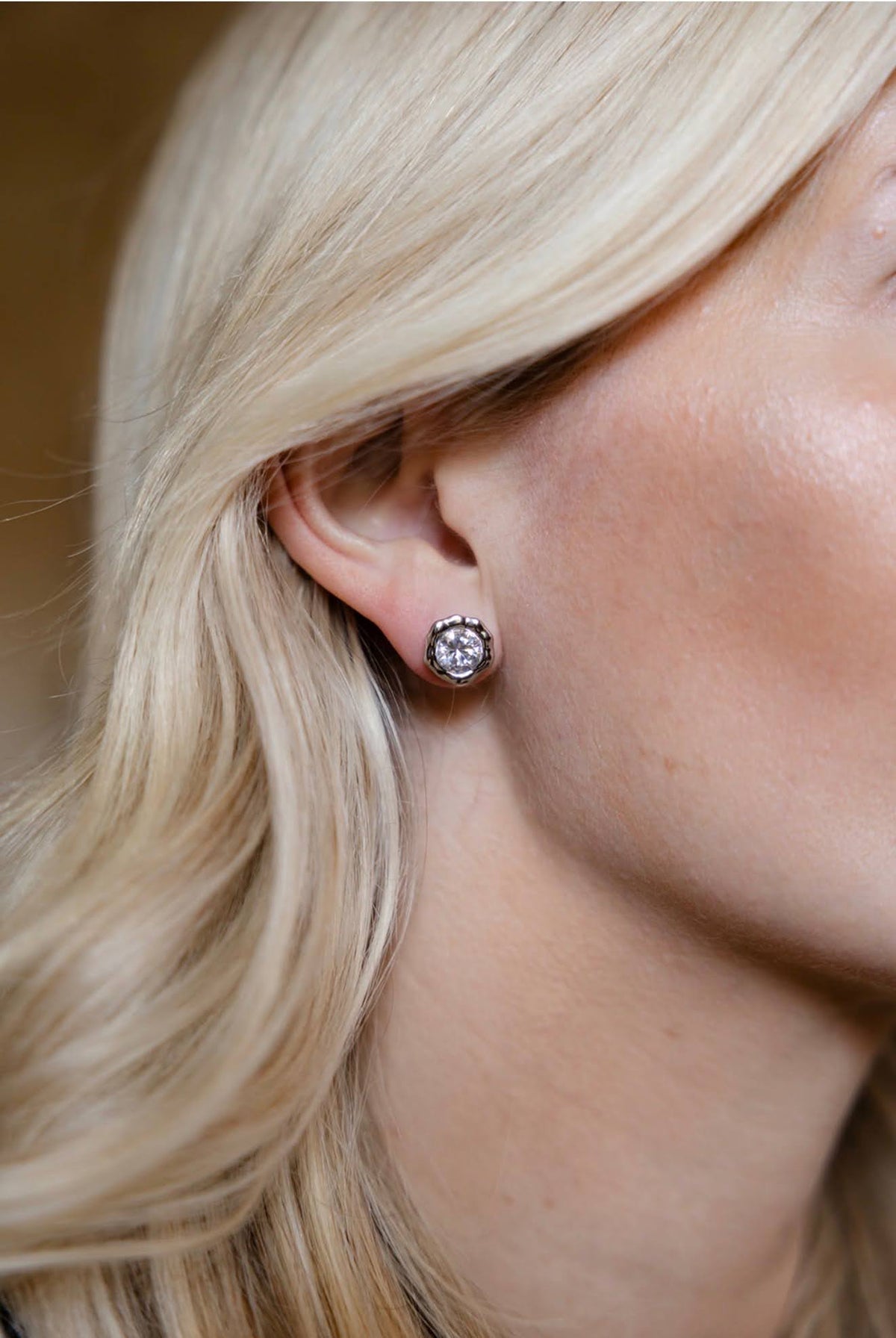 Margot - Bezel Textured Stud Earring - 18k Gold Plated- Darby Clark Collection