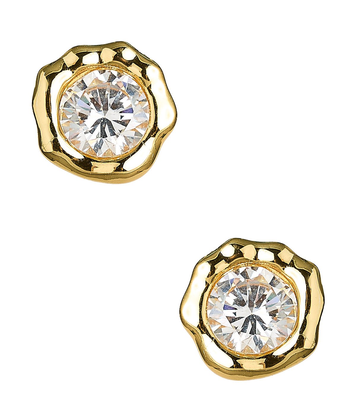 Margot - Bezel Textured Stud Earring - 18k Gold Plated- Darby Clark Collection