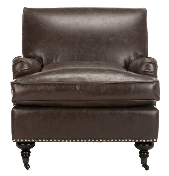 Chloe Club Chair, MCR4571 | Safavieh - Antique Brown