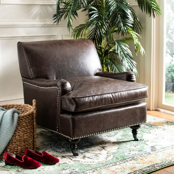 Chloe Club Chair, MCR4571 | Safavieh - Antique Brown