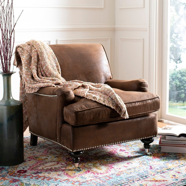 Chloe Club Chair, MCR4571 | Safavieh - Brown