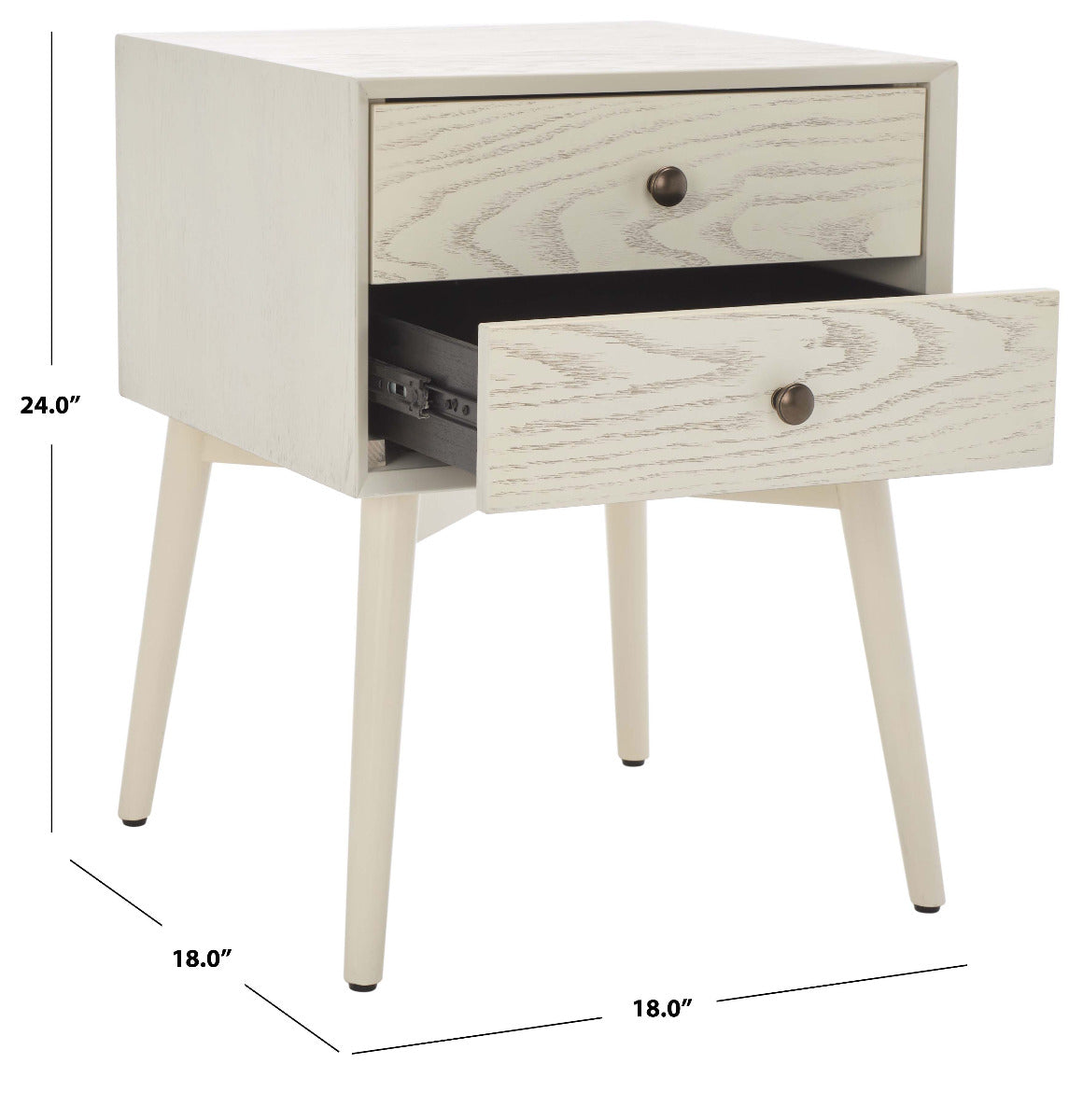 Scully 2 Drawer Nightstand | Safavieh - White Wash /Gold