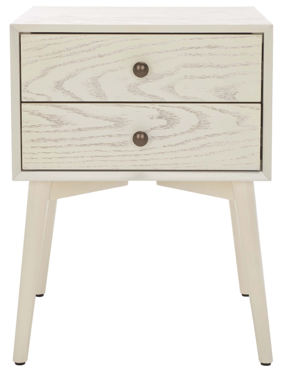 Scully 2 Drawer Nightstand | Safavieh - White Wash /Gold