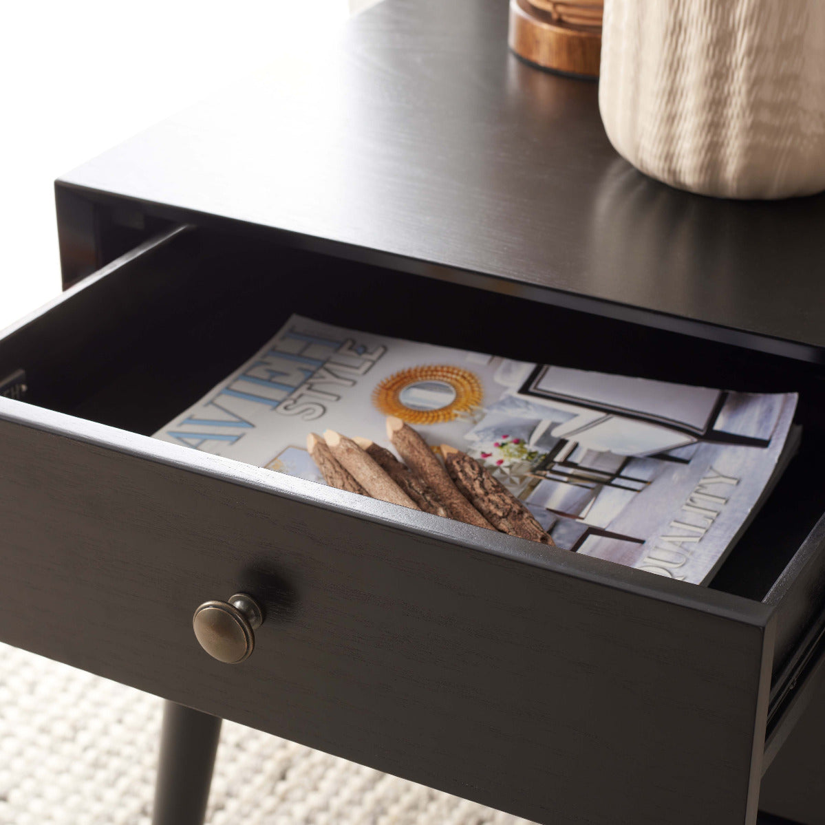 Scully 2 Drawer Nightstand | Safavieh - Black / Gold