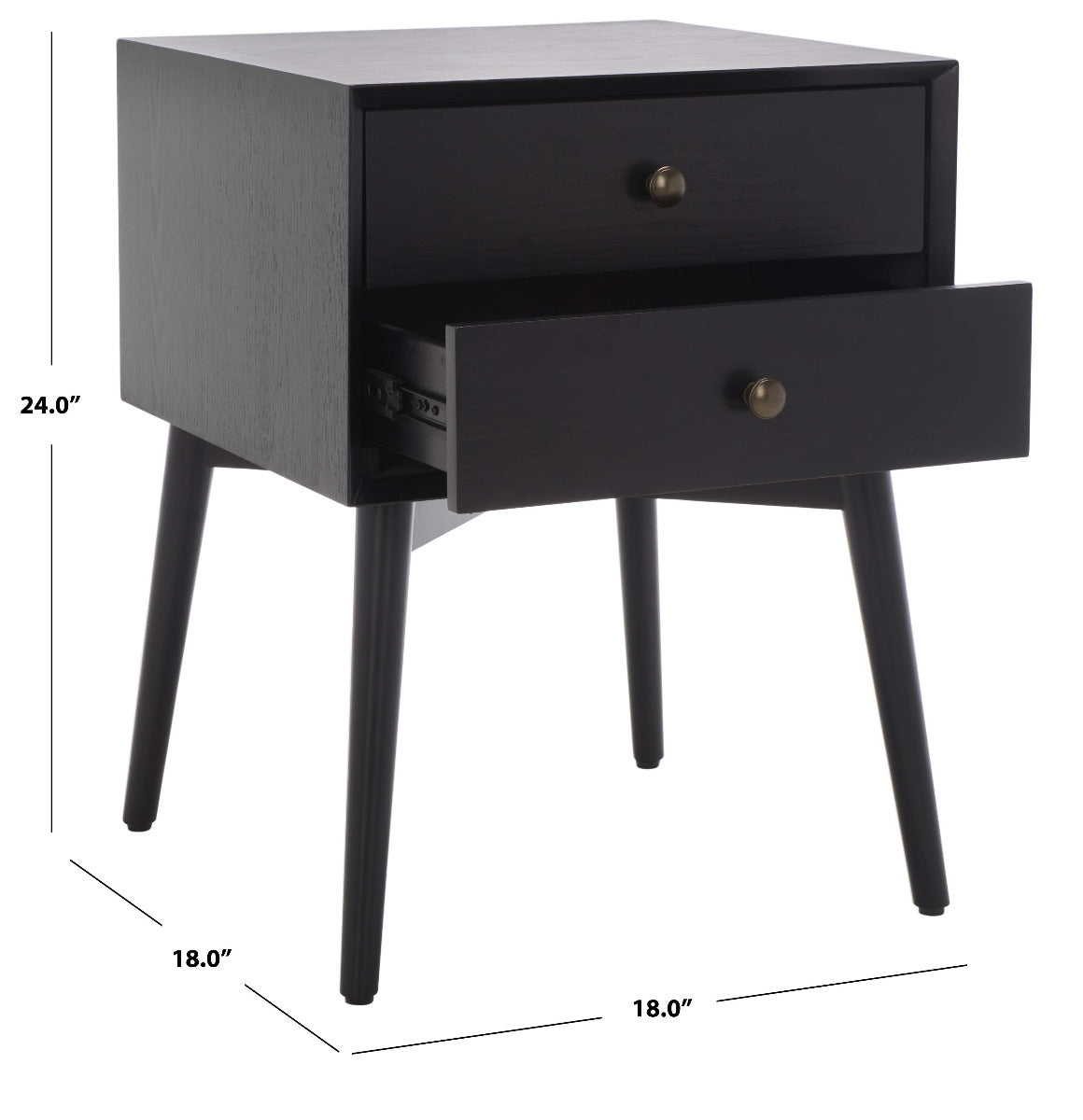 Scully 2 Drawer Nightstand | Safavieh - Black / Gold