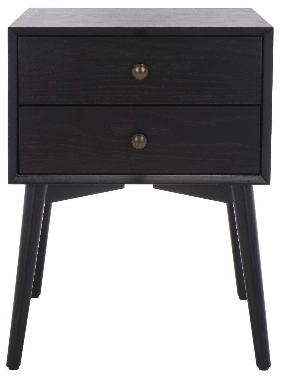 Scully 2 Drawer Nightstand | Safavieh - Black / Gold