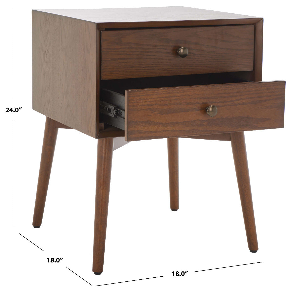 Scully 2 Drawer Nightstand | Safavieh - Oak / Gold