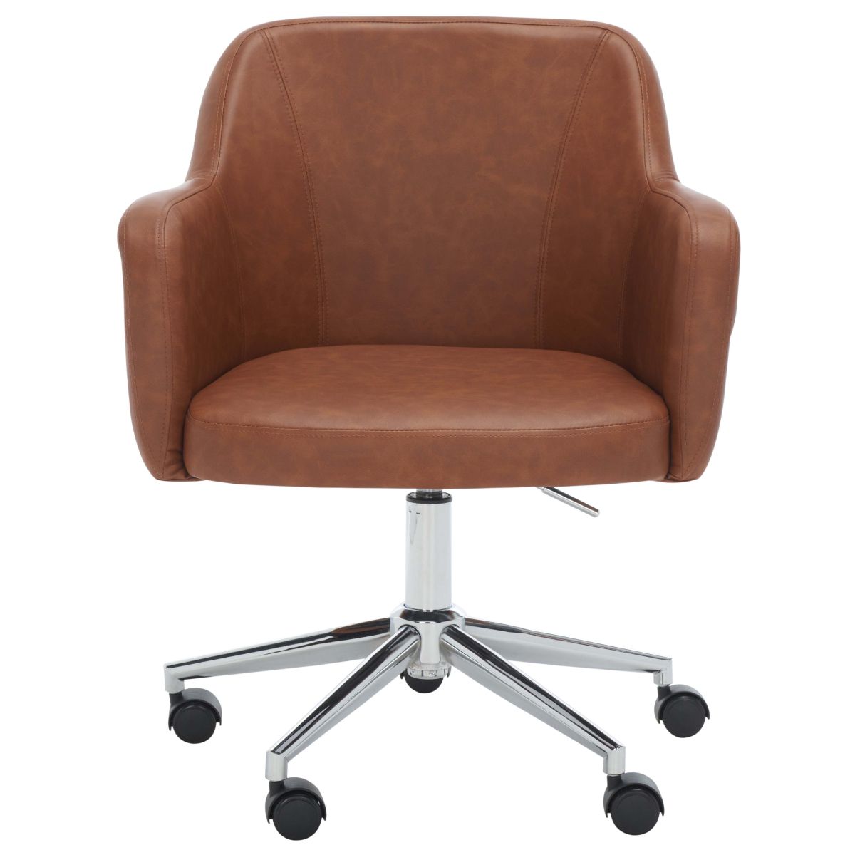 Kains Swivel Office Chair | Safavieh - OCH2000 - Cognac / Chrome