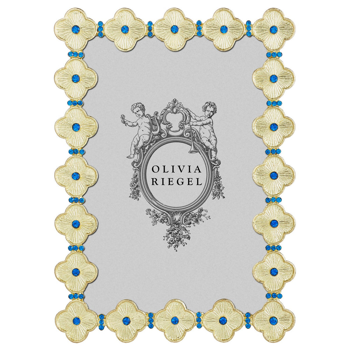 Clover 4" x 6" Picture Frame with Capri Blue Stones, Gold