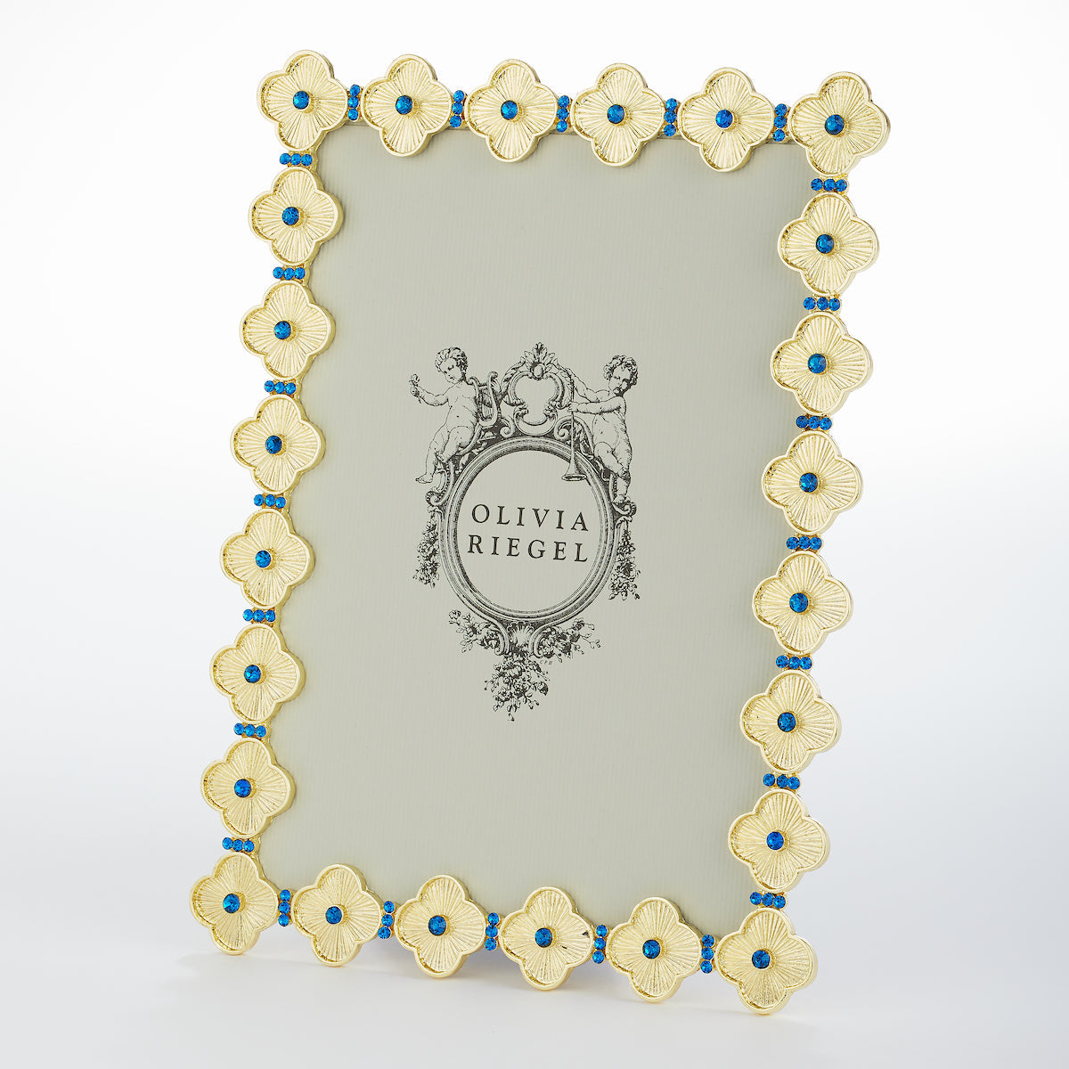 Clover 4" x 6" Picture Frame with Capri Blue Stones, Gold