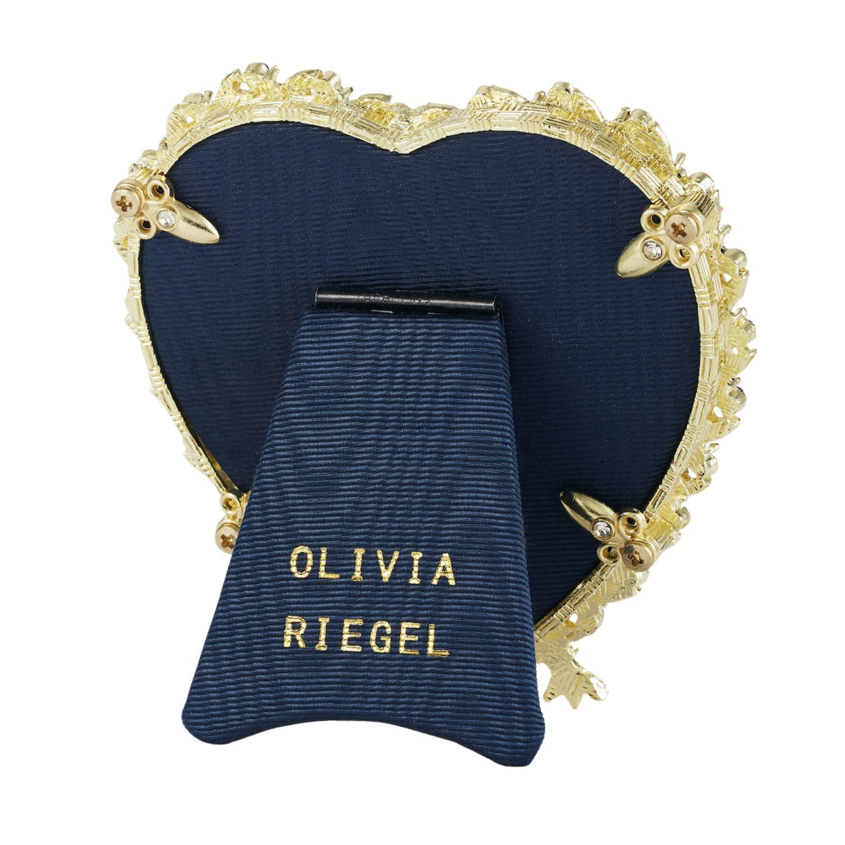 Contessa Heart 3.5" Picture Frame with Sapphire Crystals and Blue Pearls