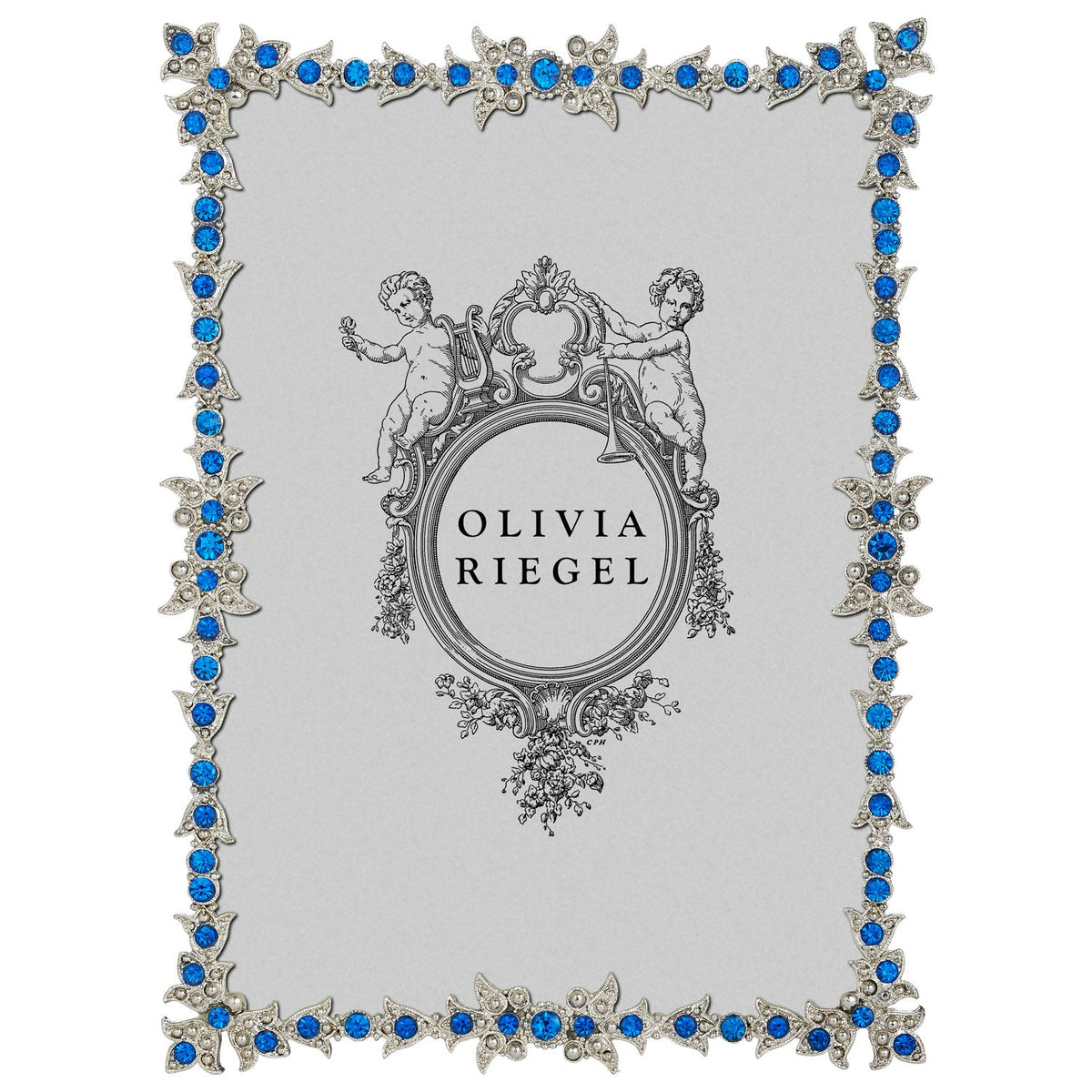 Luxembourg 5" x 7" Picture Frame with Capri Blue Stones, Silver