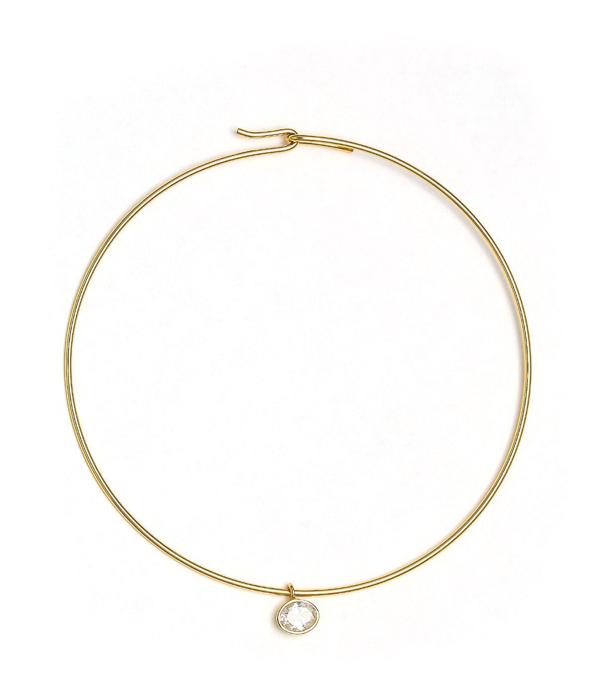 Oval Bezel Collar Necklace- 18k Gold Plated - Belle of the Ball Collection