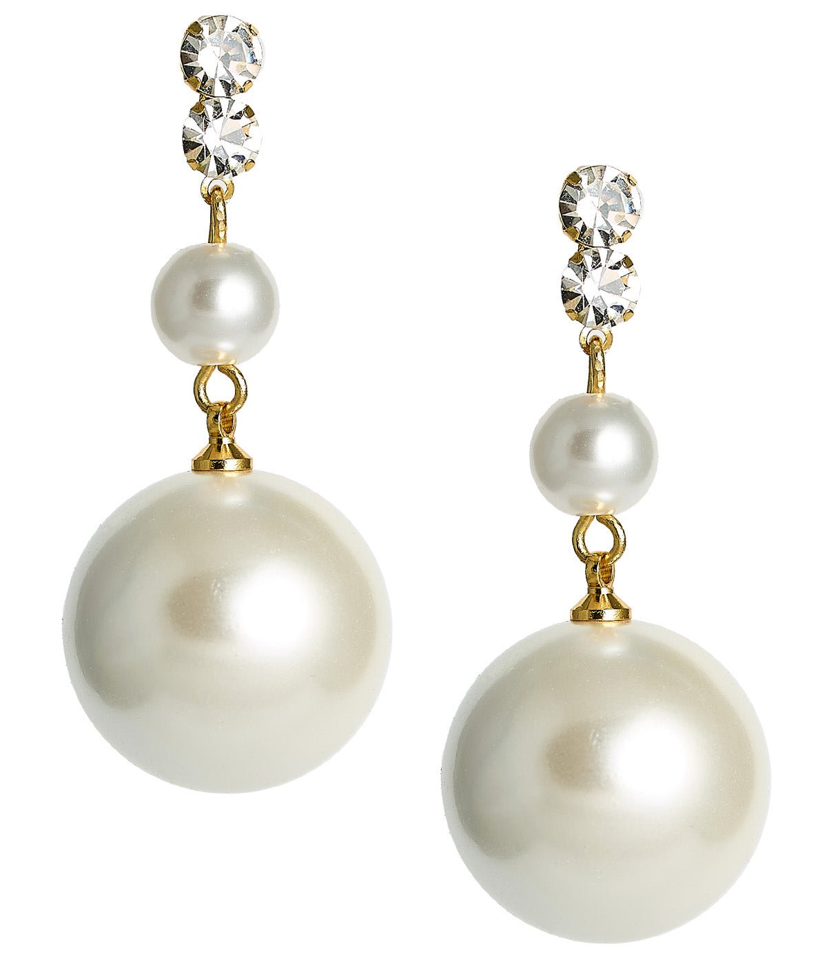 Paris - Pearl and Rhinestone Drop Earring - 18k Gold Plated