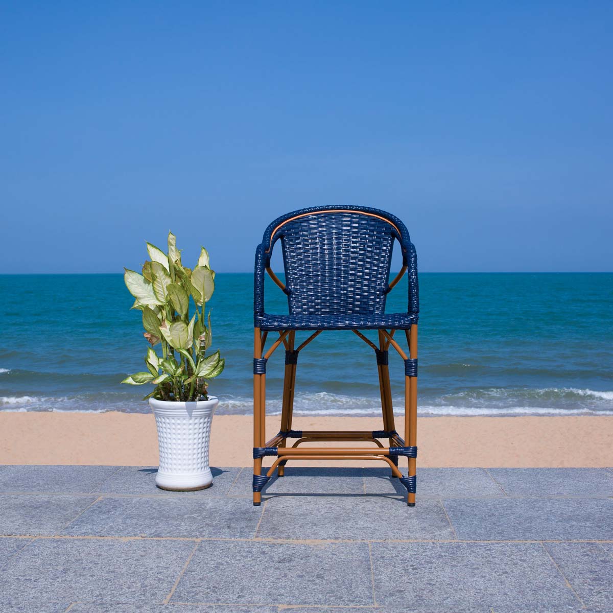 California Counter Stool W / Arms, PAT7533 - Navy 