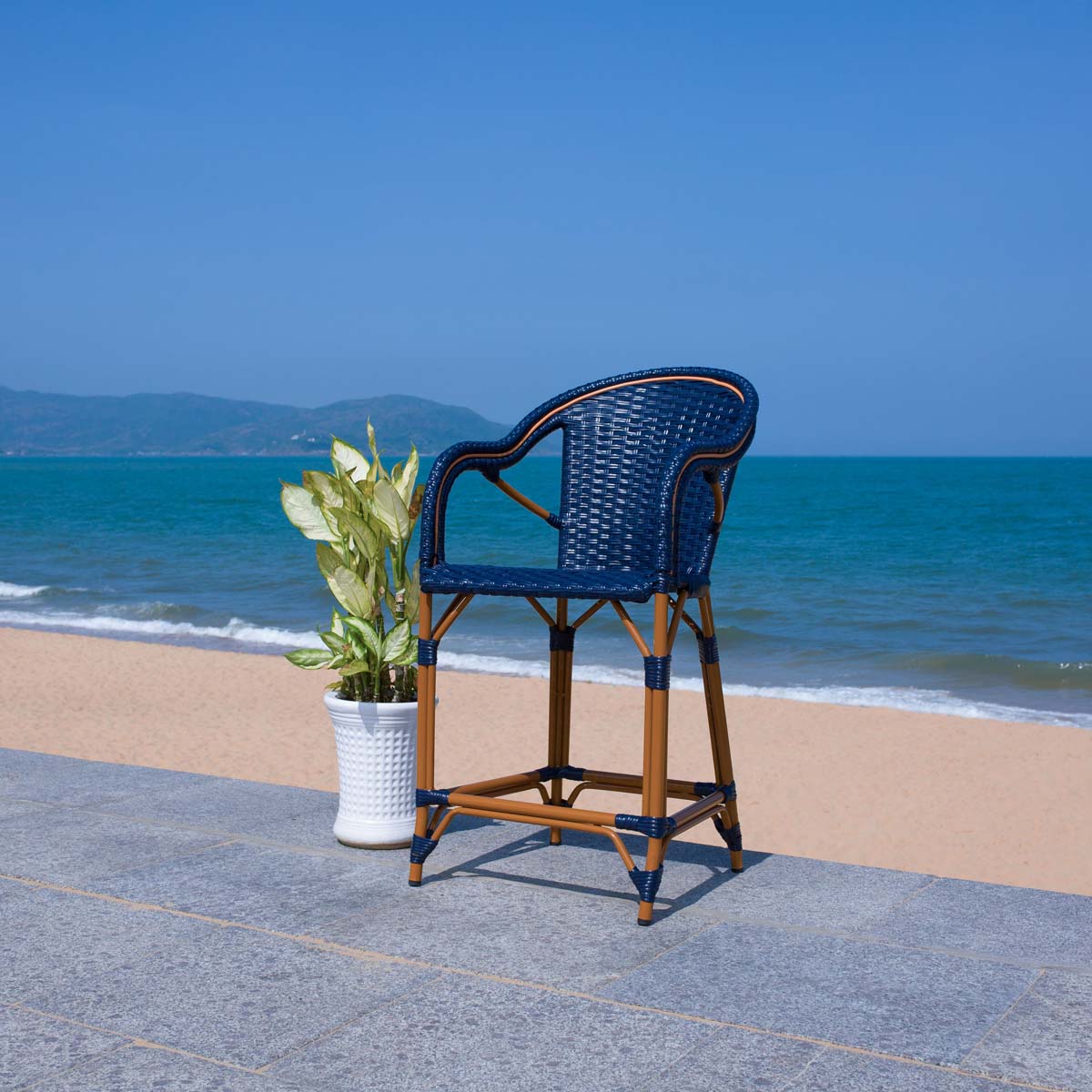 California Counter Stool W / Arms, PAT7533 - Navy 