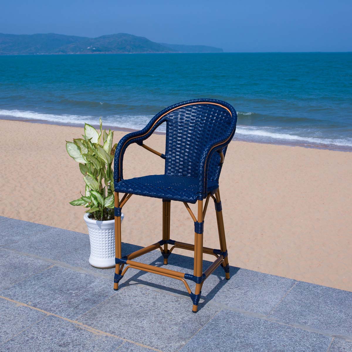 California Counter Stool W / Arms, PAT7533 - Navy 