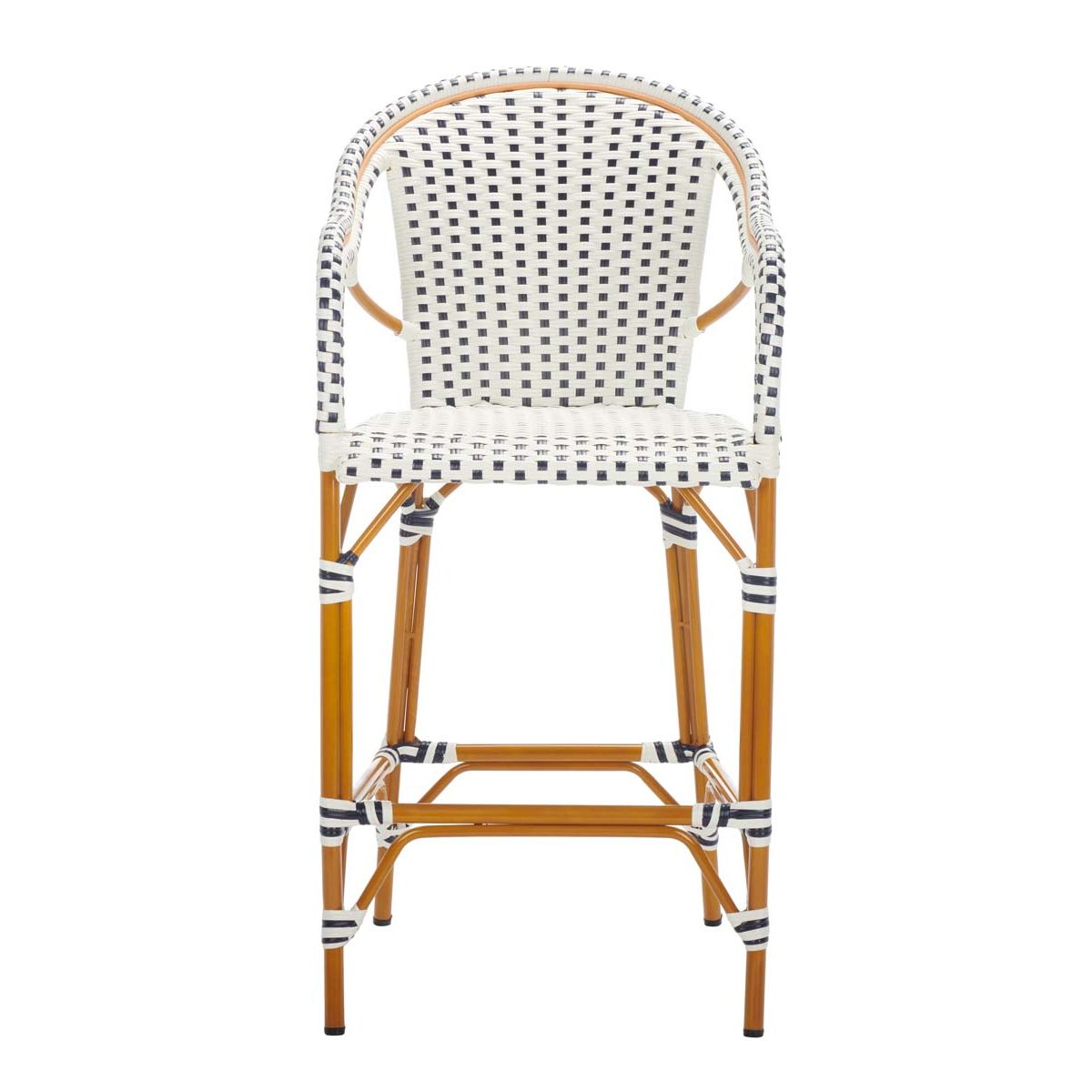 California Bar Stool | Safavieh - PAT7535 - White / Navy