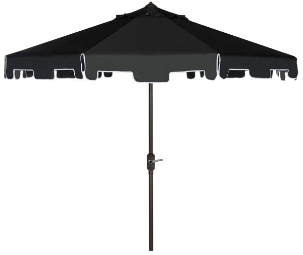 uv-resistant-zimmerman-9-ft-crank-market-push-button-umbrella-with-flap-safavieh-pat8000-Black / White