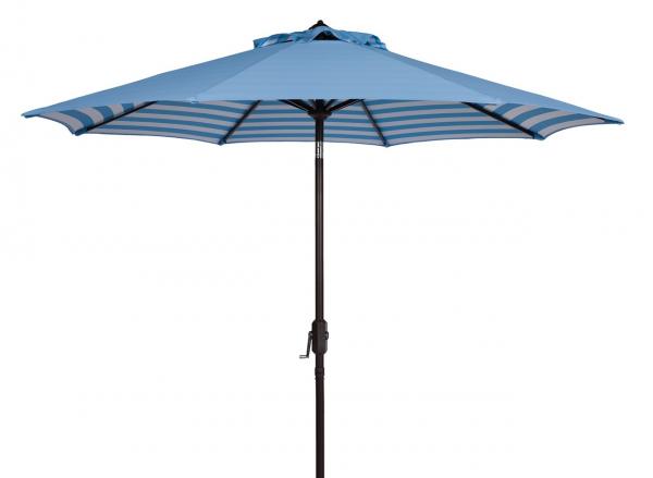 athens-inside-out-striped-9ft-crank-outdoor-auto-umbrella-safavieh-pat8007-Baby Blue / White