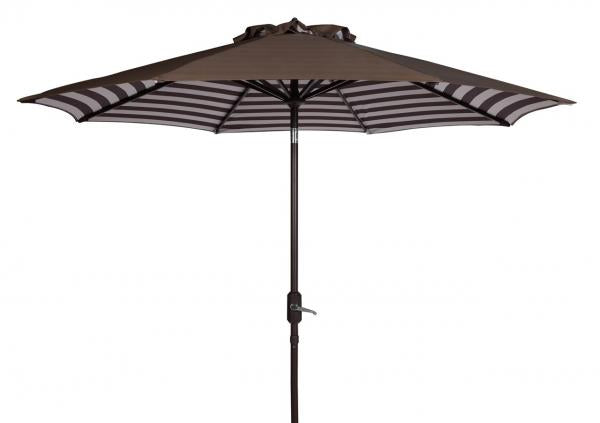 athens-inside-out-striped-9ft-crank-outdoor-auto-umbrella-safavieh-pat8007-Brown / White