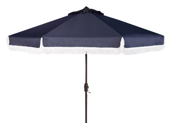 milan-fringe-9ft-crank-outdoor-push-button-umbrella-safavieh-pat8008-Navy / White