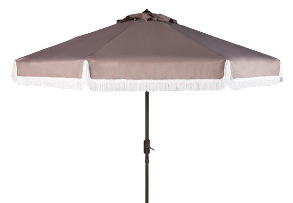 milan-fringe-9ft-crank-outdoor-push-button-umbrella-safavieh-pat8008-Grey / White