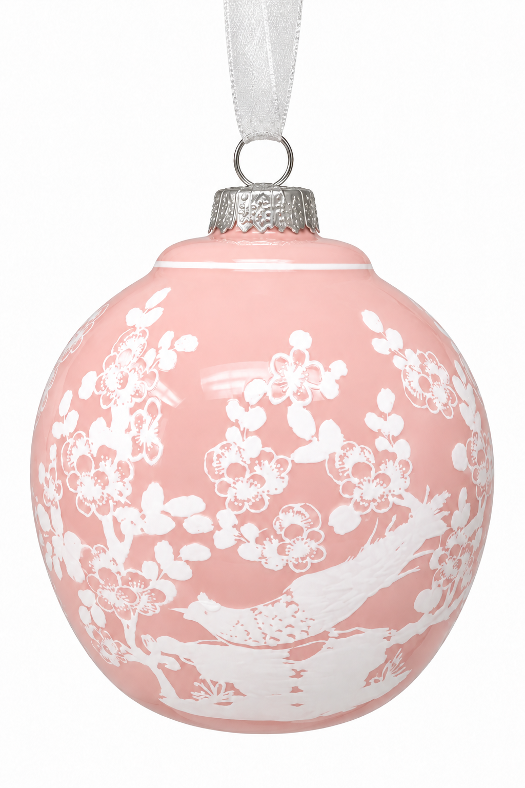 Pink & WHITE FLAT TOP PHEASANT ORNAMENT