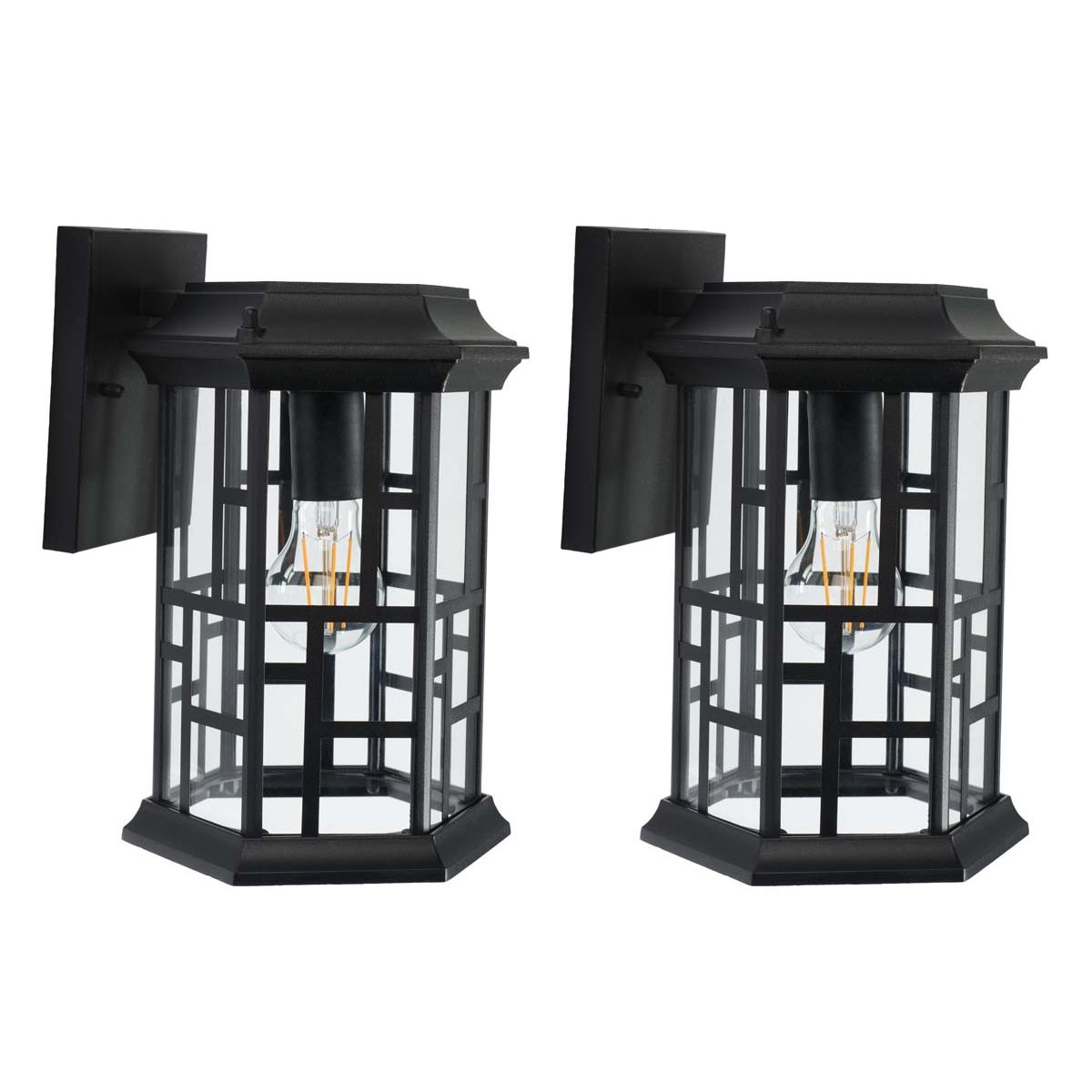 Safavieh Carwen Outdoor Wall Sconce , PLT7008 - Black (Set of 2)