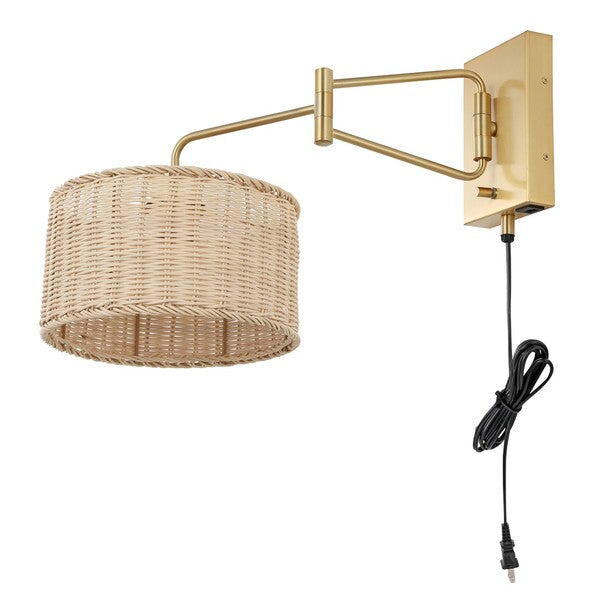 Brass/Natural Rattan