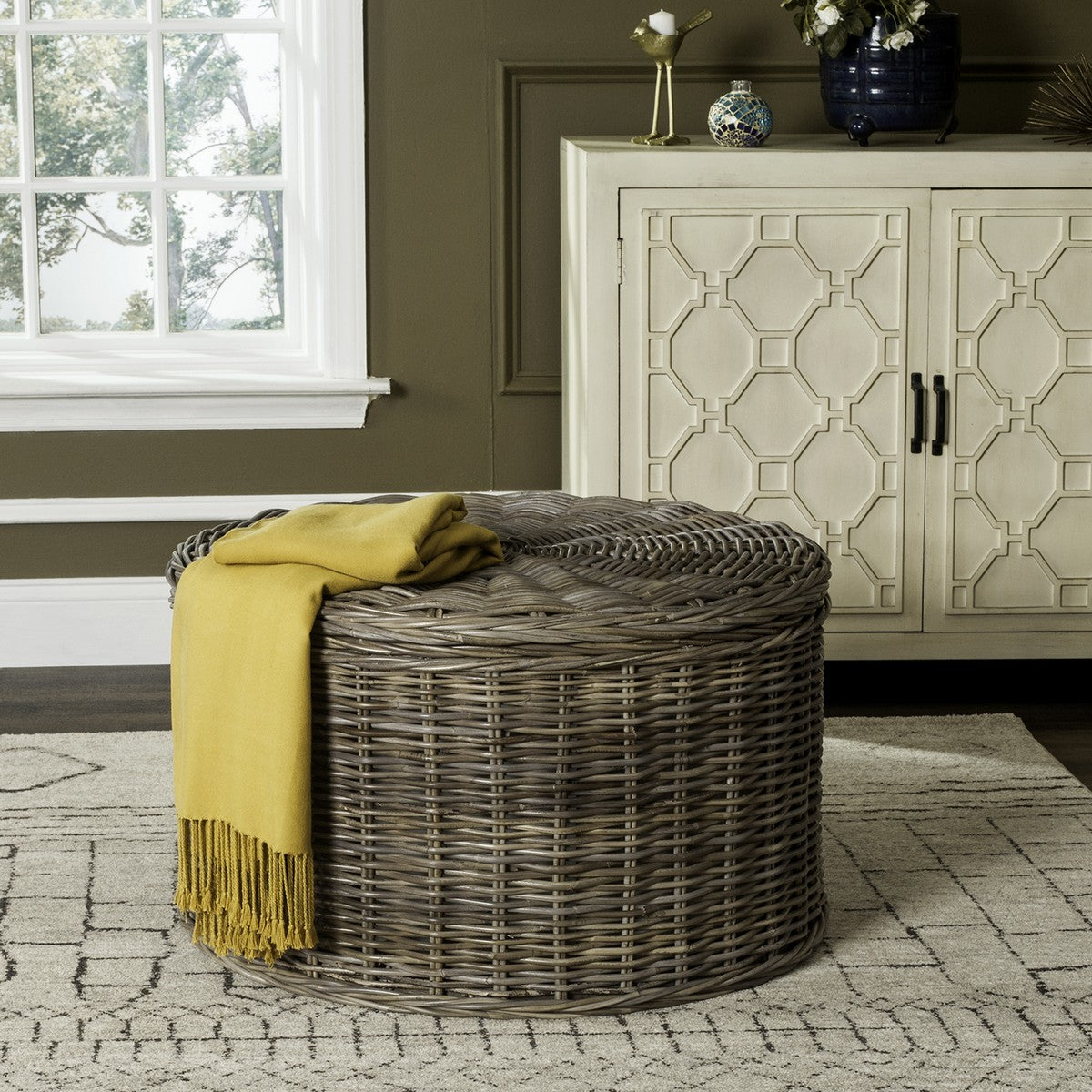 Safavieh Jesse Wicker Storage Coffee Table - Grey