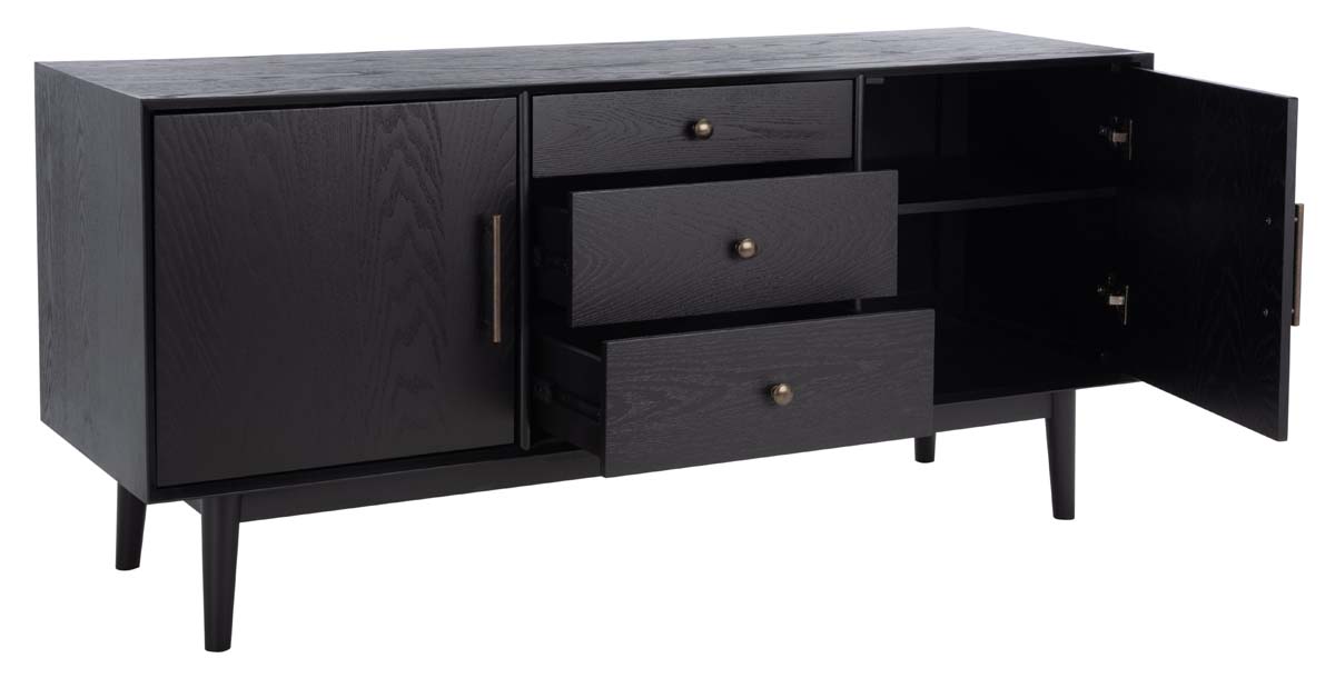 Elissa Mid-Century Large Media Stand | Safavieh Couture - SFV2115 -  Black